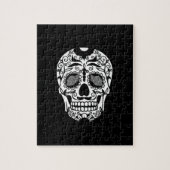 Zwarte en witte suikerschedel met Roos ogen Legpuzzel (Verticaal)