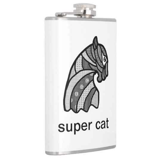 Zwarte en witte superkat Moderne kunst Heupfles (Rechts)