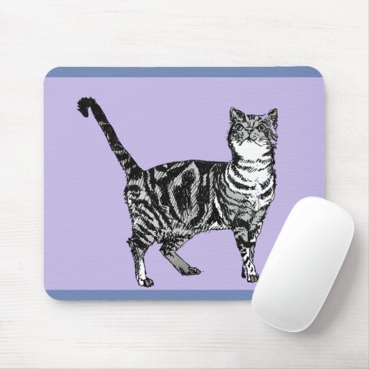 Zwarte en witte tablet Kat Mouse Mat Paars Muismat (Met muis)