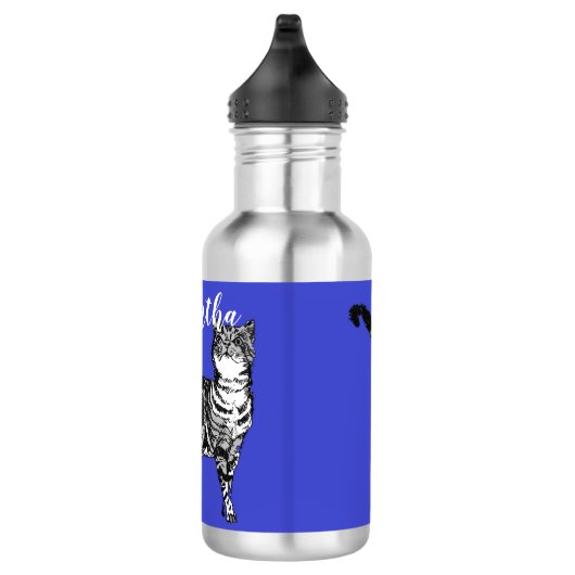 Zwarte en witte tablet Katten Blauwe waterflacon Waterfles (Rechts)