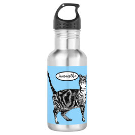 Zwarte en witte tablet Katten Blauwe waterflacon Waterfles