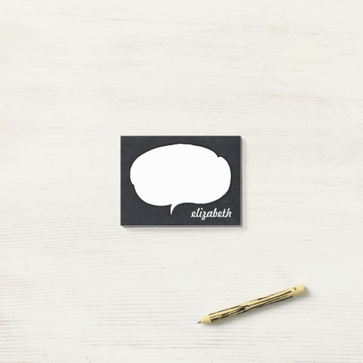 Zwarte en Witte Talk Bubble Persoonlijke naam Post-it® Notes (Op bureau)