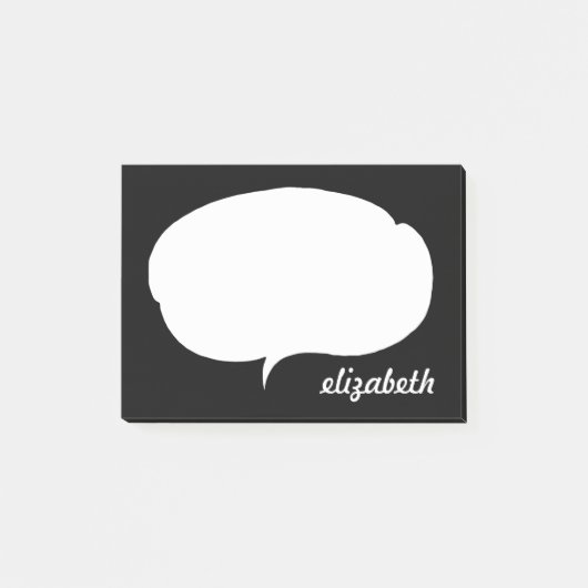 Zwarte en Witte Talk Bubble Persoonlijke naam Post-it® Notes (Voorkant)