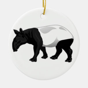 Zwarte en witte Tapir Keramisch Ornament