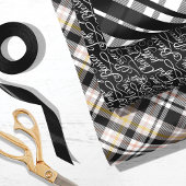 Zwarte en witte Tartan Pset-kersttypografie Inpakpapier Vel