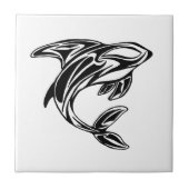 Zwarte en witte Tattoo keramische tegel Tegeltje (Voorkant)