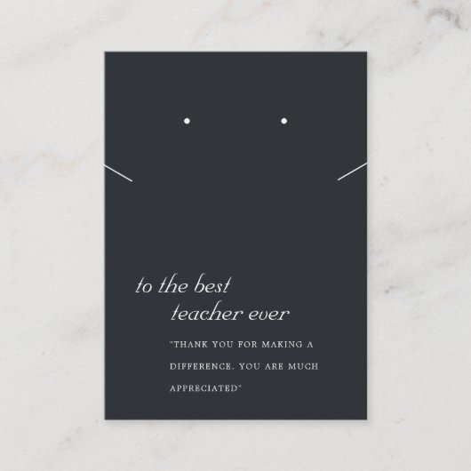 ZWARTE EN WITTE TEACHERKAART VOOR KETTING PLAATSKAARTJE (Voorkant)