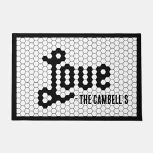 Zwarte en Witte Tegel Design Custom Family Deurmat