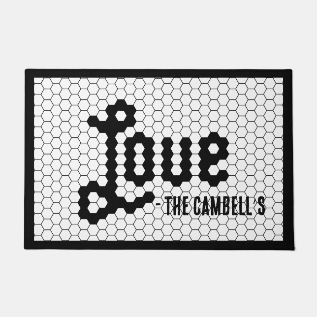 Zwarte en Witte  Tegel Design Custom Family Deurmat (Voorkant)