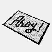 Zwarte en witte  Tegel Ontwerp Nautical Boat Deurmat (Schuin)