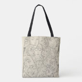 zwarte en witte tekening van de kop tote bag (Achterkant)