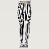 Zwarte en witte tekenstrepen - Hoge kwaliteit Leggings (Voorkant)