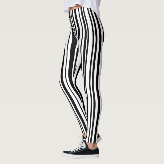 Zwarte en witte tekenstrepen - Hoge kwaliteit Leggings (Links)
