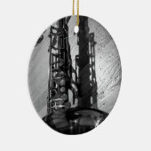 Zwarte en witte tenor saxophone keramisch ornament (Rechts)