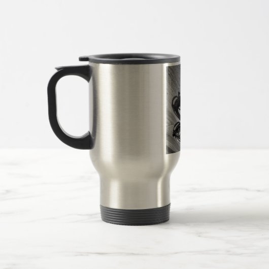 Zwarte en witte tenor saxophone reisbeker (Links)