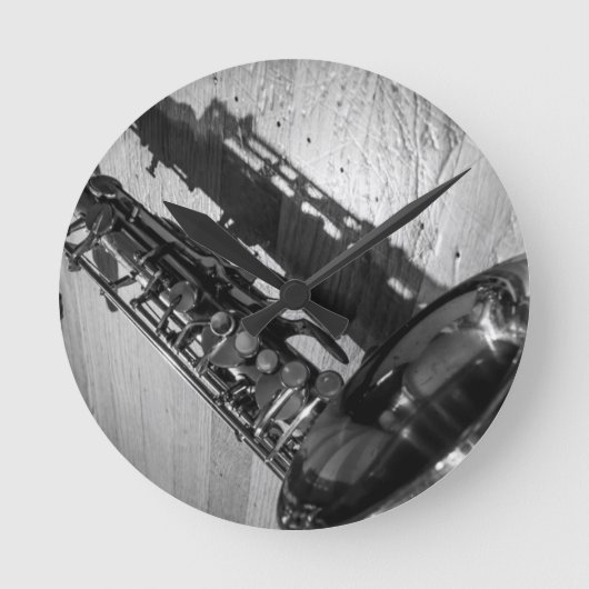 Zwarte en witte tenor saxophone ronde klok (Voorkant)