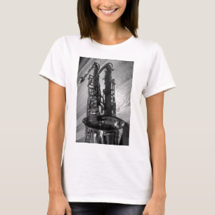 Zwarte en witte tenor saxophone t-shirt