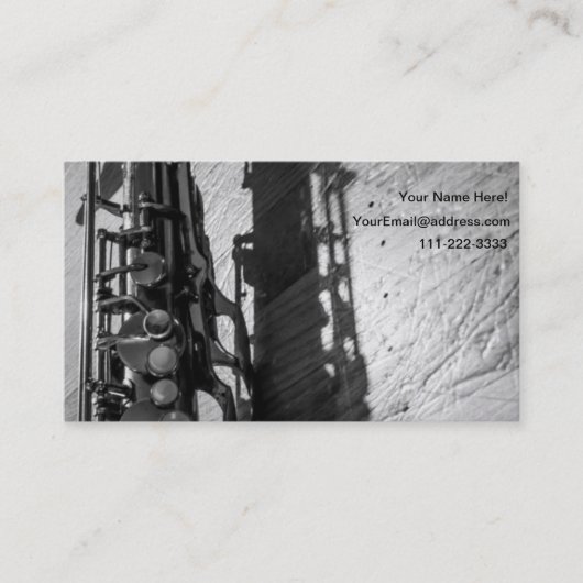 Zwarte en witte tenor saxophone visitekaartje (Voorkant)