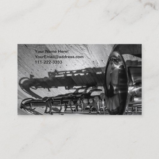 Zwarte en witte tenor saxophone visitekaartje (Voorkant)