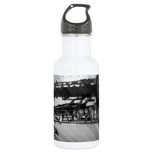 Zwarte en witte tenor saxophone waterfles (Voorkant)