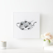 zwarte en witte theepot vierkante klok (Huis)