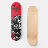 ZWARTE EN WITTE TIGER SKATEBOARD IN ROOD (Voorkant)