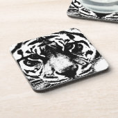 Zwarte en witte tijger bier onderzetter (Linkerzijde)