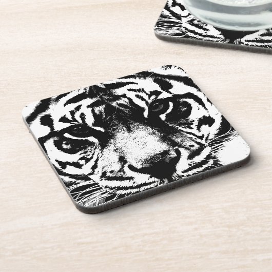 Zwarte en witte tijger bier onderzetter (Linkerzijde)
