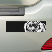 Zwarte en witte tijger bumpersticker (Op auto)