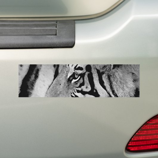 Zwarte en witte tijger bumpersticker (Op auto)