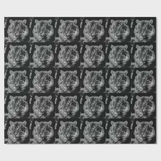 Zwarte en witte tijger cadeaupapier (Vlak)