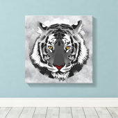 Zwarte en witte tijger canvas afdruk (Insitu (Houten vloer))
