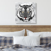 Zwarte en witte tijger canvas afdruk (Insitu (Slaapkamer))