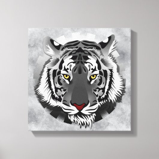 Zwarte en witte tijger canvas afdruk (Voorkant)