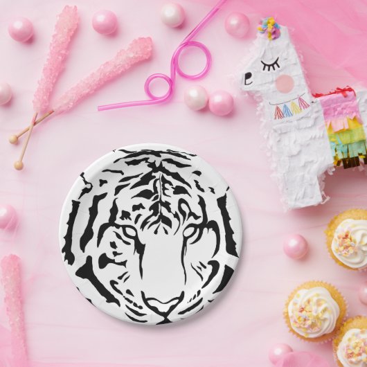Zwarte en witte tijger Close-Up Paper Borden Papieren Bordje (Feest)