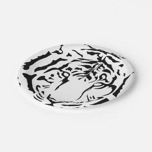 Zwarte en witte tijger Close-Up Paper Borden Papieren Bordje (Gekanteld)