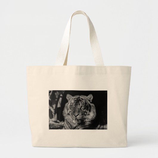 Zwarte en witte tijger grote tote bag (Voorkant)
