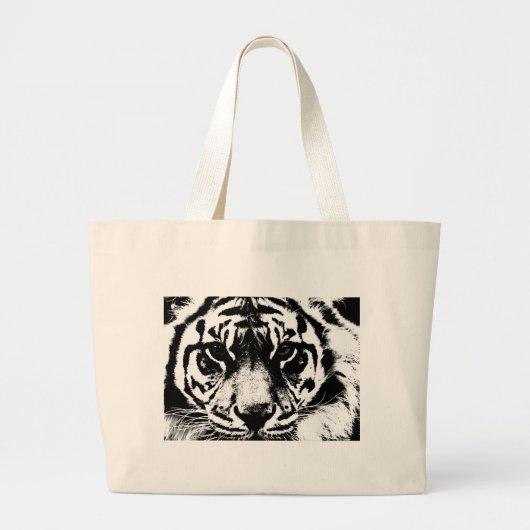Zwarte en witte tijger grote tote bag (Voorkant)