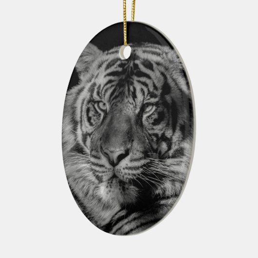 Zwarte en witte tijger keramisch ornament (Links)