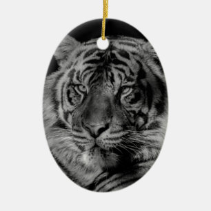 Zwarte en witte tijger keramisch ornament