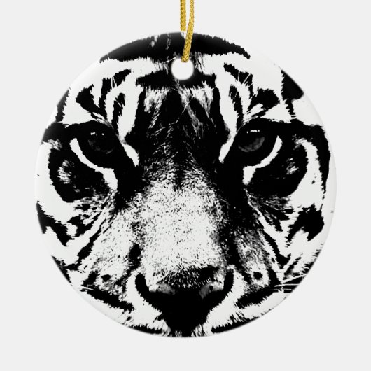 Zwarte en witte tijger keramisch ornament (Voorkant)
