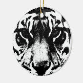 Zwarte en witte tijger keramisch ornament (Links)