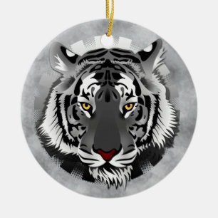 Zwarte en witte tijger keramisch ornament