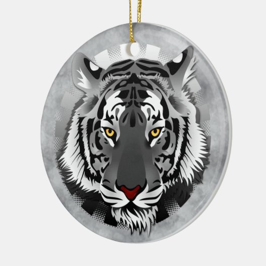 Zwarte en witte tijger keramisch ornament (Links)