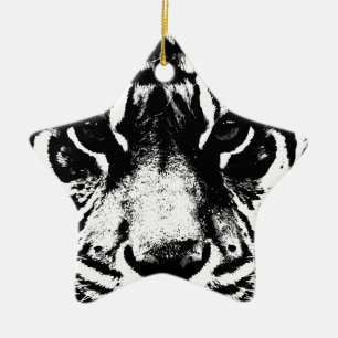Zwarte en witte tijger keramisch ornament