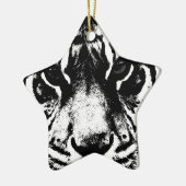 Zwarte en witte tijger keramisch ornament (Links)