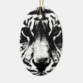 Zwarte en witte tijger keramisch ornament (Links)