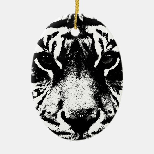 Zwarte en witte tijger keramisch ornament (Voorkant)