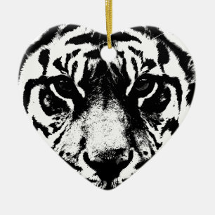 Zwarte en witte tijger keramisch ornament