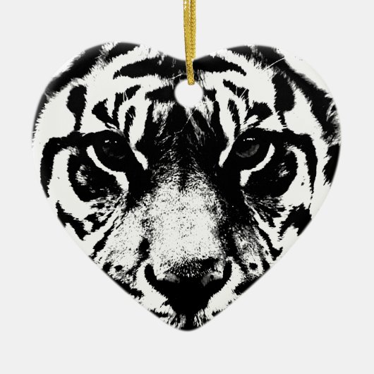 Zwarte en witte tijger keramisch ornament (Voorkant)